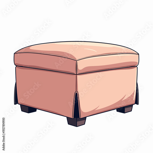 Stylish peach upholstered square ottoman with a slipcover design perfect for adding a chic footrest or extra seating to your modern living room or bedroom.
