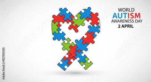 World autism awareness day puzzle ribbon on april 2nd promoting understanding and acceptance
