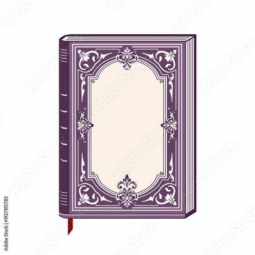 Elegant vintage book with ornate purple cover and decorative border perfect for fairytale journals, antique storybooks, and fantasy invitation designs.
