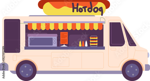 Hot dog truck. Fair catering food van