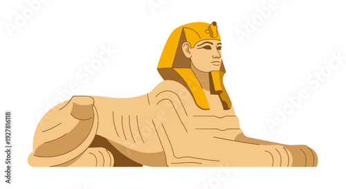 Ancient Egyptian Sphinx Statue Illustration.