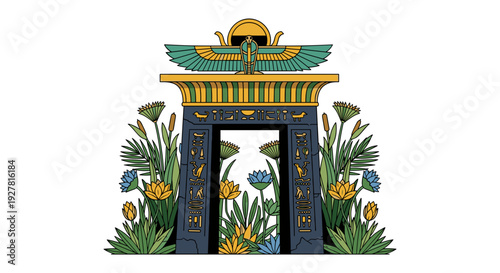 Ancient Egyptian Style Temple Entrance Gateway.