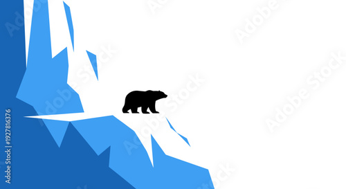 Black Bear Silhouette on Iceberg Edge.