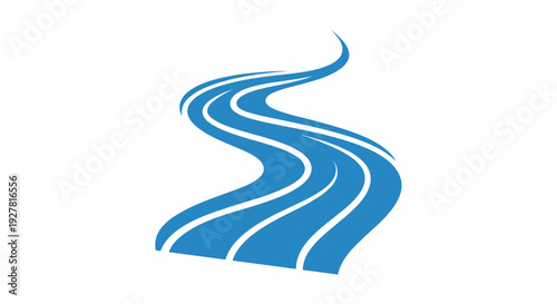 Blue Wavy Road Lines Illustration Design.
