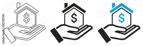 Hand Holding House with Dollar Sign Icon for Real Estate Investment and Home Loan Concept