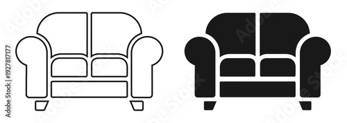 Minimalist Furniture Sofa Vector Icon Set for Interior Design and Modern Home Living App Interface