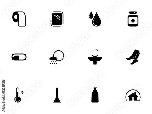 Essential Home Hygiene, Health Care, and Plumbing Utility Icon Pack