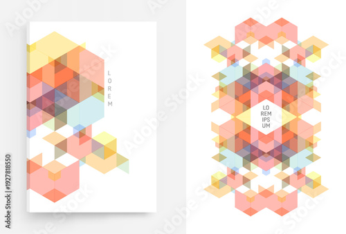 Abstract geometric background. Translucent pattern of overlapping geometric shapes. Cover design template. Vector illustration for a banner, flyer, poster, or brochure.