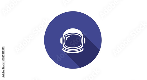 Astronaut Helmet Icon in Circle with Shadow Illustration