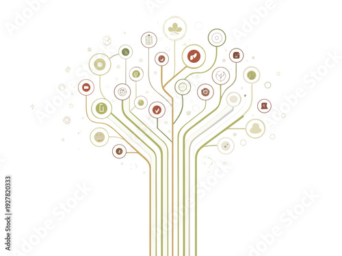 Digital connections forming a tree with various social media icons