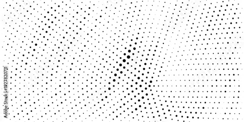 Elegant abstract monochrome halftone pattern. Futuristic panel. Grunge dotted backdrop with circles, dots, point. Design element for web banners, posters, cards, wallpapers, sites.
