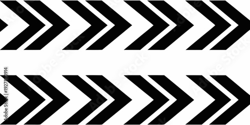 Repetitive chevron pattern with black and white directional arrows