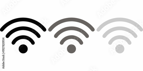 Three wifi signal strength icons demonstrating varying levels of connectivity