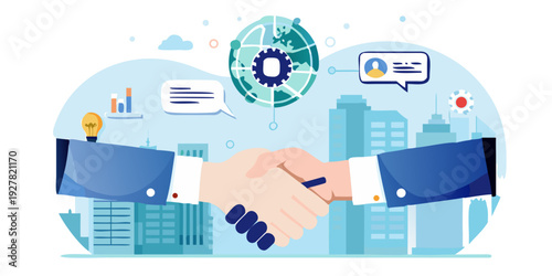 Global business connection and collaboration illustrated with modern digital elements