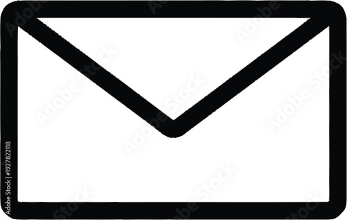 Black envelope icon isolated on transparent background, modern symbol for mail communication and message delivery