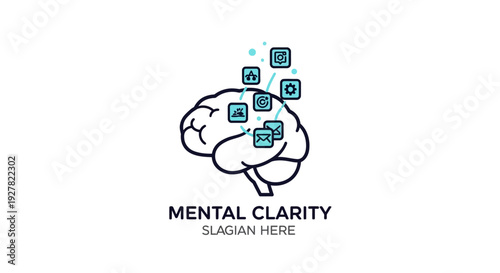 Brain with icons coming out.