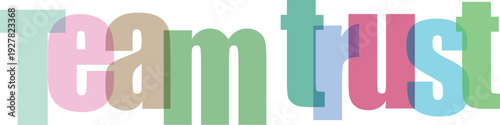 Team trust colorful letters on checkered background, business concept