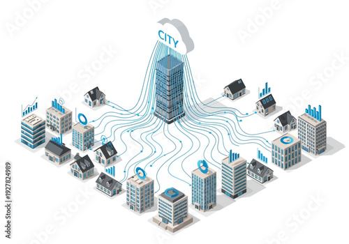 Intelligent City Network Futuristic Urban Infrastructure Connecting Buildings and Services for a Smarter Tomorrow