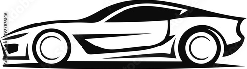 Sleek modern sports car outline design for automotive advertising and graphic use