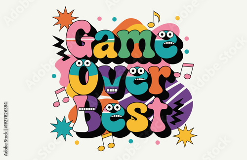 Game over best colorful cartoon graphic