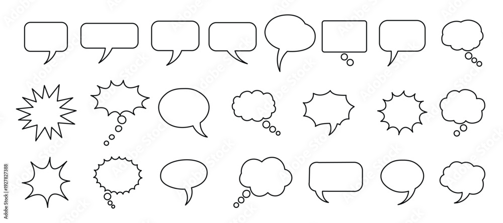 Fototapeta premium Collection of various speech bubbles and thought clouds