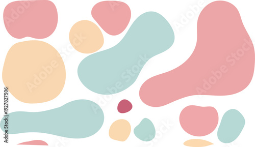 Colorful abstract shapes on with pastel hues and soft curves