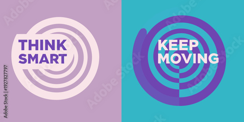 Motivational graphic with swirling circles and positive messaging