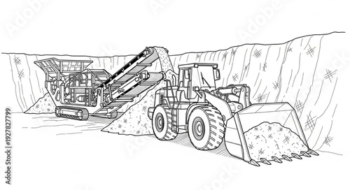 Heavy Machinery Excavator at Work Site.