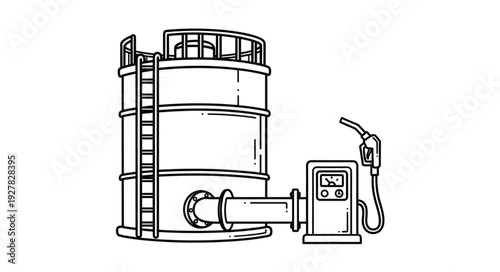 Fuel Tank with Pump Illustration.