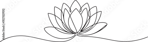 Lotus flower continuous line drawing. one line Icon drawing