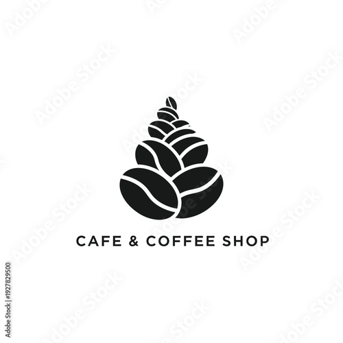 Creative coffee bean stack logo for cafe and coffee shop branding elements