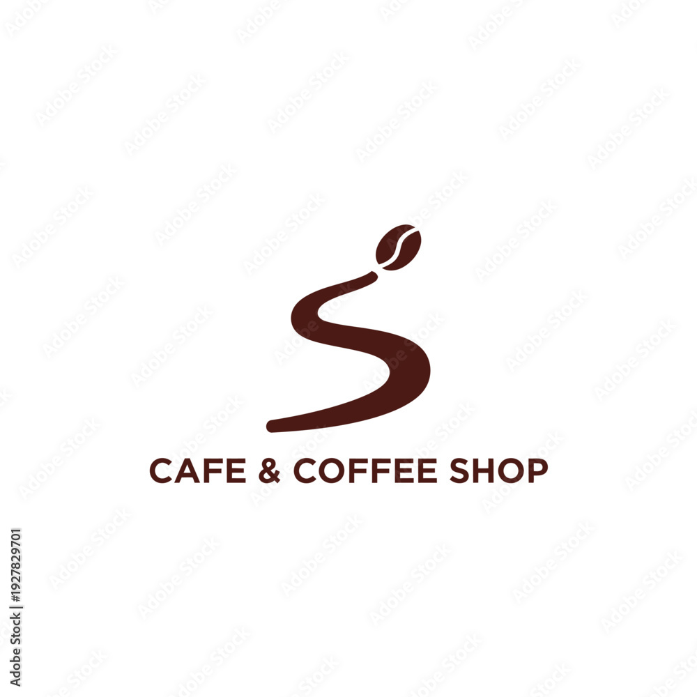 Obraz premium Abstract brown coffee bean and letter s logo for premium cafe and roasting shop