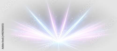Canvas Print Holographic neon light flare with glowing laser rays, abstract colorful cosmic b