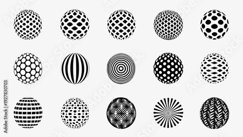 Optical illusions a collection of black and white spherical patterns