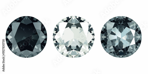 Three oval cut diamonds displayed with varying shades and light reflections