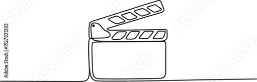 Continuous one line drawing of Film Clapper. one line Icon drawing