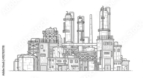 Industrial Factory Building Architectural Drawing.