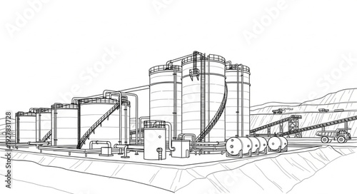 Industrial Factory Building Architecture Structure.
