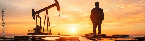 Wallpaper Mural Global Economy Pressure and Cost Impact, Drowning in Wealth: Metaphor of Energy Inflation and Financial Burden with Person Sinking in Coins by Oil Pump Torontodigital.ca