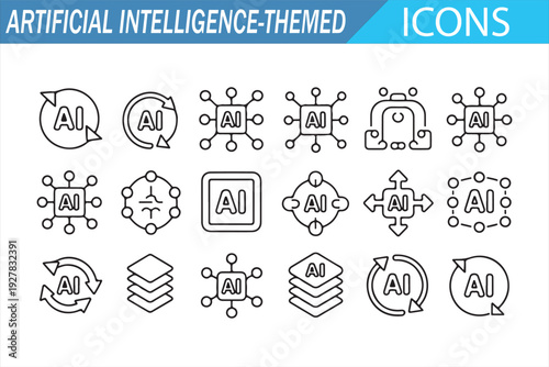 Artificial Intelligence Symbols – Digital Innovation Icon Collection