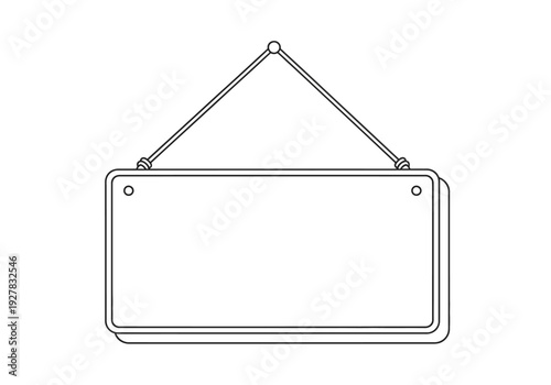 Vector outline graphic of an empty hanging shop sign. A customizable template for business messages like open or closed