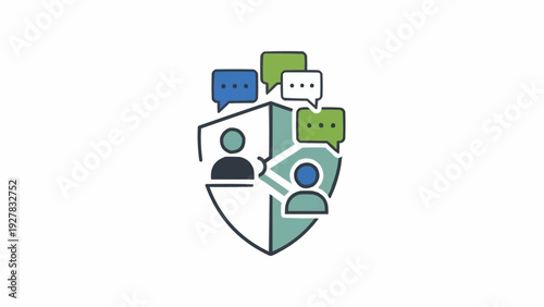 Shield Icon with Speech Bubbles Protection.