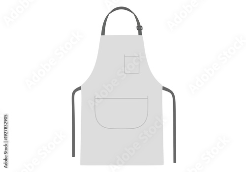 A simple white apron with a chest pocket and a large front pocket, suitable for kitchen use or as a protective garment