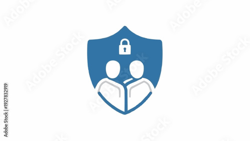 Shield Protecting Two People Icon.
