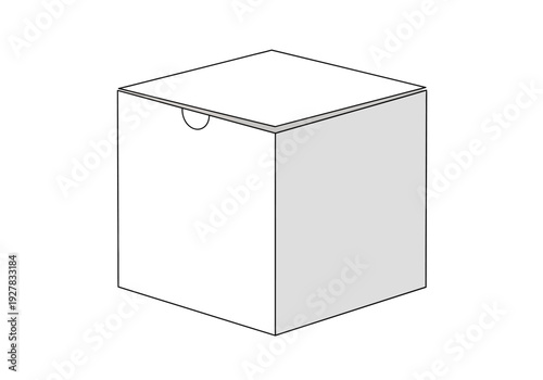 Simple white cube box with a closed lid, isolated vector illustration. A blank package template for product mockups and design concepts
