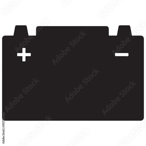 Battery icon with plus and minus signs on white background  simple black battery symbol