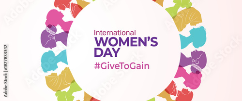 International Women's Day concept background. #GiveToGain Women Equality Day Concept.