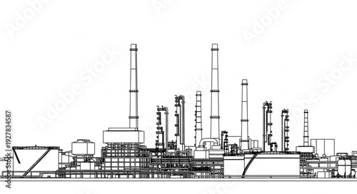Industrial Factory Complex with Towers.
