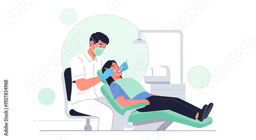 Dentist examining patient's teeth in modern clinic, dental care concept