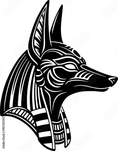 Elegant anubis head silhouette vector illustration
